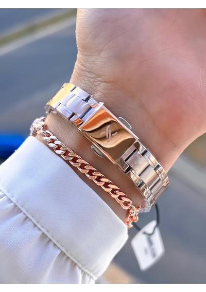 Çelik Kordon 30 mt Suya Dayanıklı 2 Yıl Garantili Kadın Kol Saati+Bileklik BYN.10816.6 modelleri