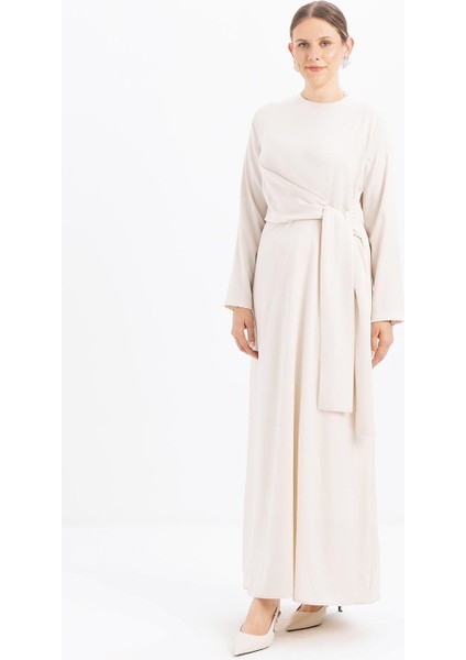 Kemik-Kuşaklı Saten Elbise fiyatları