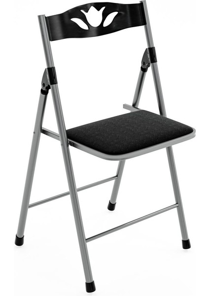 Şık Katlanır Kare Füme Masa ve Sandalye Takımı Seti