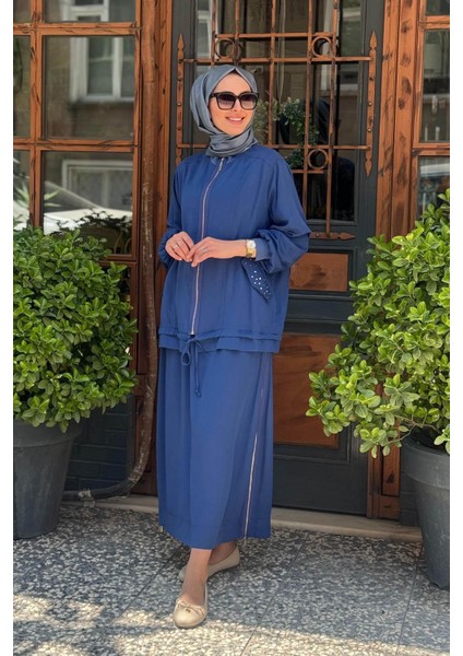 Nurcan Çetin Etekli Takım 25411 Indigo