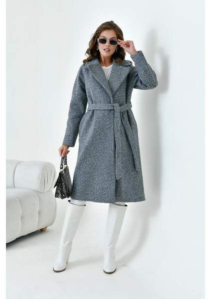 Ftz Women Kadın Geniş Yaka Kaban Gri