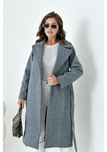 Ftz Women Kadın Geniş Yaka Kaban Gri modelleri