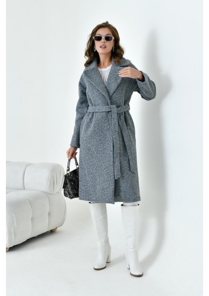 Ftz Women Kadın Geniş Yaka Kaban Gri fırsatları