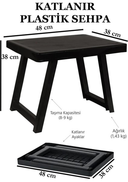 Katlanabilir Kamp Sehpa ve 4'lü Tabure Seti, Mavi, Pratik ve Şık Tasarım