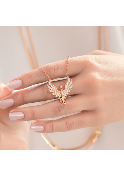 Anka Kuşu Rose Gümüş Kolye