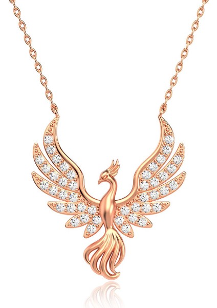 Anka Kuşu Rose Gümüş Kolye modelleri