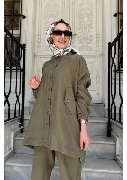 Nurcan Çetin Pantolonlu Takım 25441 Haki modelleri