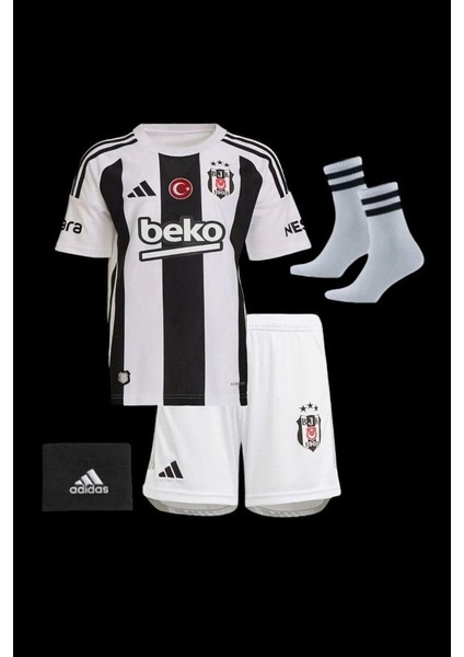 Yeni Sezon 2024/25 B€şiktæş-Isimsiz- Çocuk Iç Saha Çubuklu Forma (Forma Şort Çorap)