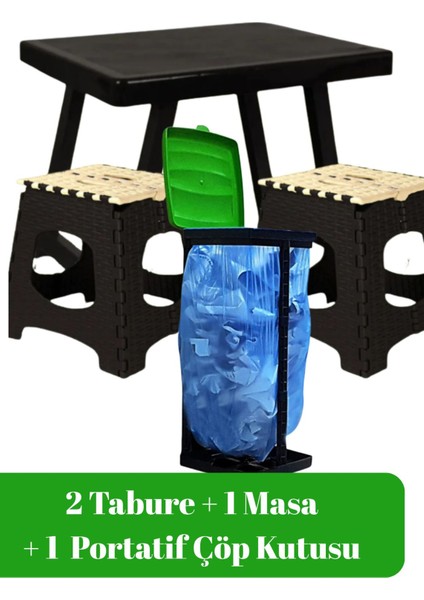Taşınabilir Kamp Seti, Katlanabilir Masa Sandalye ve Çöp Kutusu, Piknik Keyfi