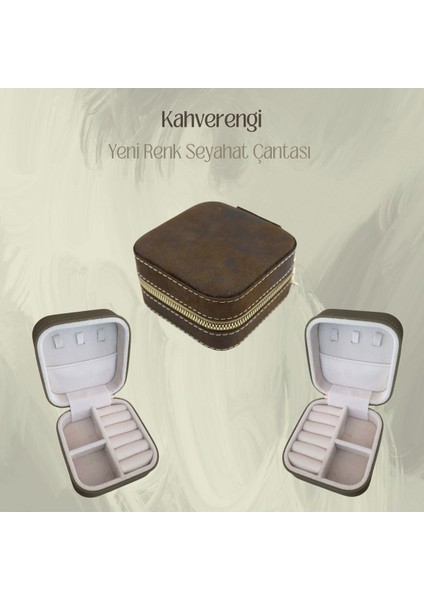 Kahverengi Fermuarlı Takı ve Seyahat Çantası, Şık ve Pratik Tasarım