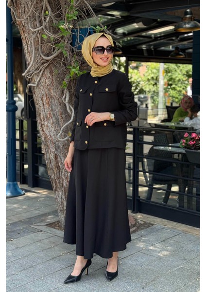 Nurcan Çetin Etekli Takım 25464 Siyah