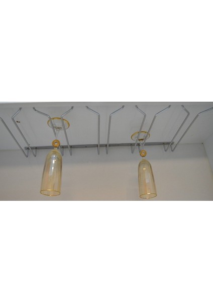 5 Bölmeli Krom V Metal Bardaklık, Şık ve Pratik Kadeh Askısı