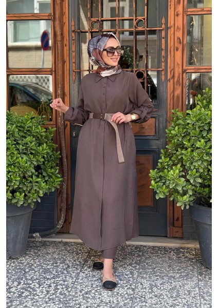 Nurcan Çetin Pantolonlu Takım 25442 Kahve