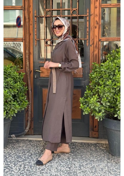 Nurcan Çetin Pantolonlu Takım 25442 Kahve