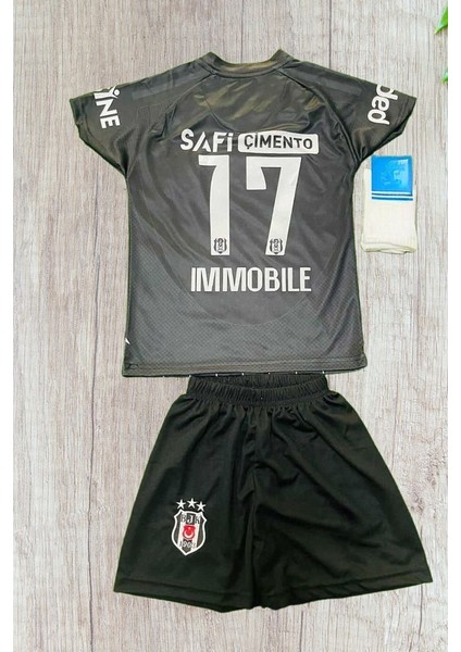 2024-25-B€ŞIKTÆŞ Ciro-Immobile Deplasman Çocuk Siyah Forması (Forma Şort Çorap) 3 Lü Set