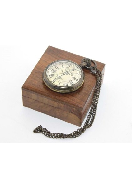 Ahşap Kutulu Pirinç Köstekli Saat