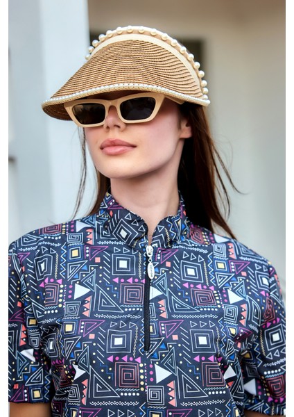 Inci Detaylı Vizör Hasır Şapka Güneş Koruyucu Siperlik RŞ-2088 CAMEL01 fiyatları