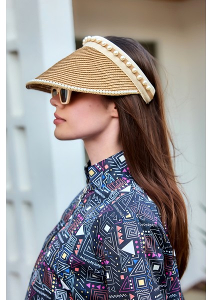 Inci Detaylı Vizör Hasır Şapka Güneş Koruyucu Siperlik RŞ-2088 CAMEL01 indirimleri