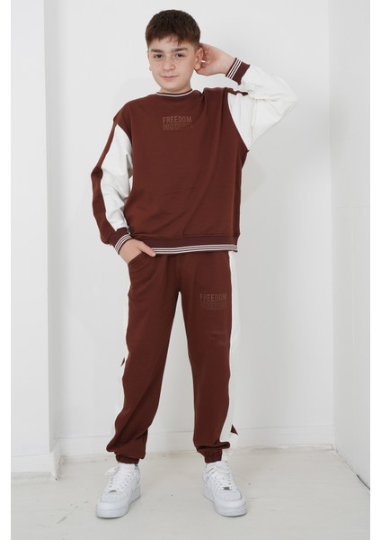 Erkek Çocuk Iki Iplik Kumaş Çizgili Bisiklet Yakalı Eşofman Takımı fiyatları