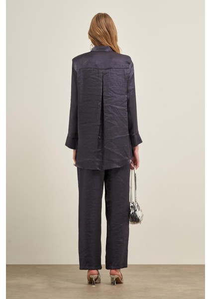 Parlak Modal Takım Lacivert indirimleri