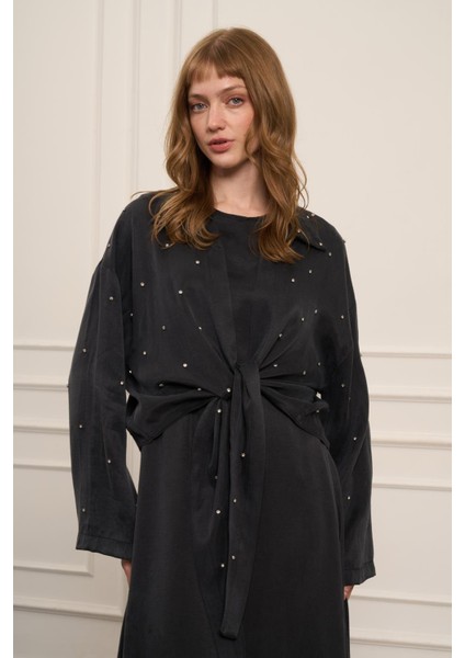 Kadın Cupra Taşlı Takım Siyah