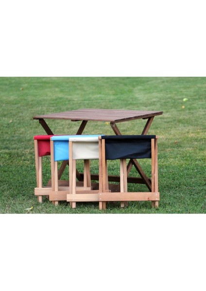 Katlanabilir Ceviz Rengi Masa ve Tabure Seti, Kamp ve Piknik Için Şık Tasarım modelleri