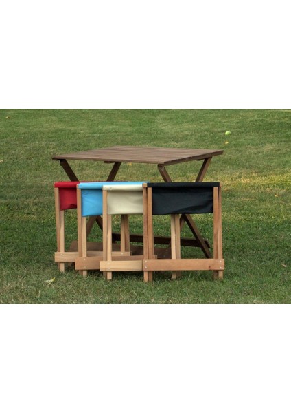 Katlanabilir Ceviz Rengi Masa ve Tabure Seti, Kamp ve Piknik Için Şık Tasarım fırsatları
