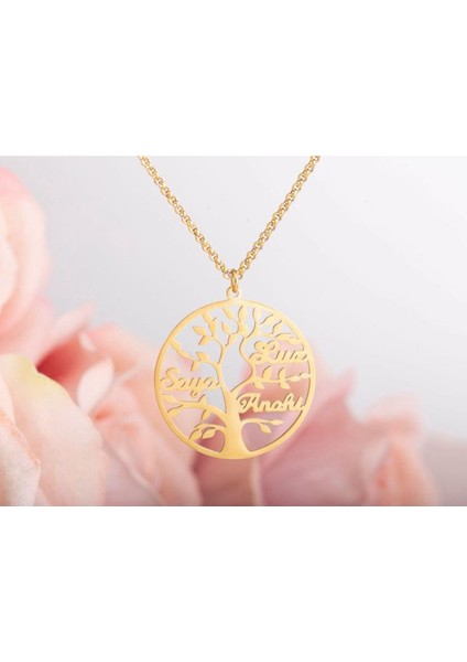 Hayat Ağacı Isim Kolye Gümüş Kişiye Özel