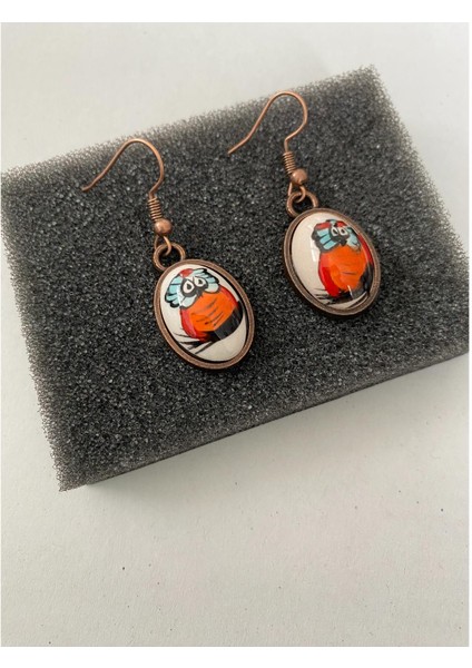 Iznik Çini Küpe Turuncu Baykuş Temalı Bakır Renk fiyatları