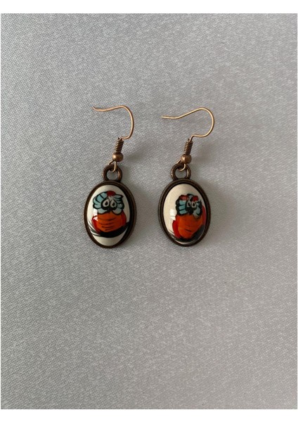 Iznik Çini Küpe Turuncu Baykuş Temalı Bakır Renk fırsatları