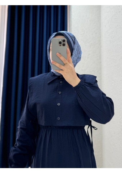 Vinisa Beli Lastikli Yelekli Çilek ELBISE-MF1756 Lacivert