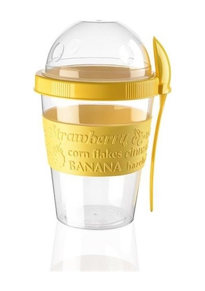 Taken Go Kapaklı Kaşıklı Pratik Taşınabilir Meyveli Yoğurt Kabı