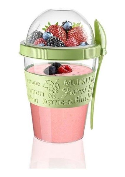 Taken Go Kapaklı Kaşıklı Pratik Taşınabilir Meyveli Yoğurt Kabı fırsatları