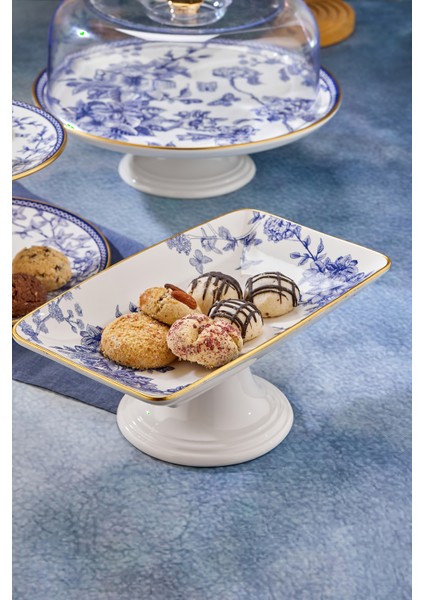 Ayaklı Seramik Çikolata Servis Sunum Tabağı Mavi fiyatları