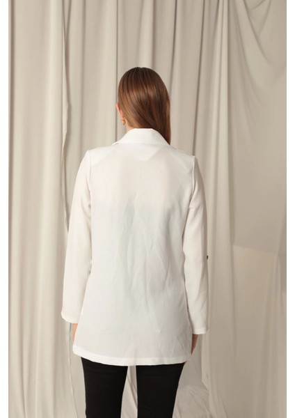 Melanj Keten Kumaş Kadın Ekru Ceket indirimleri