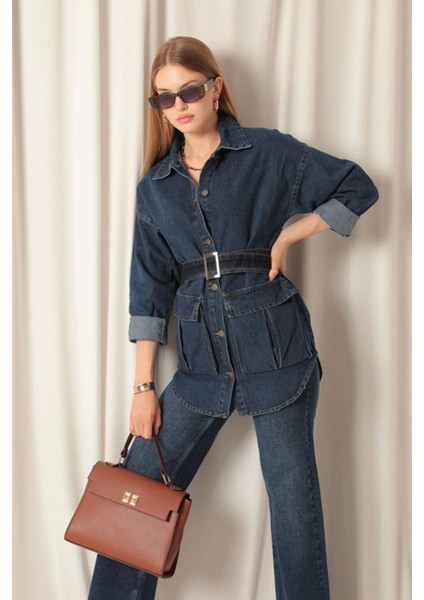 Denim Kumaş Cep Detay Kadın Lacivert Kot Ceket fiyatları