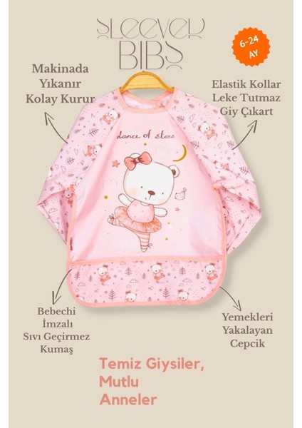 Sevimli Balerin Ayı- Fil Desen Sıvı Geçirmez Bebek Aktivite ve Mama Önlüğü 6- 24 Ay fiyatları