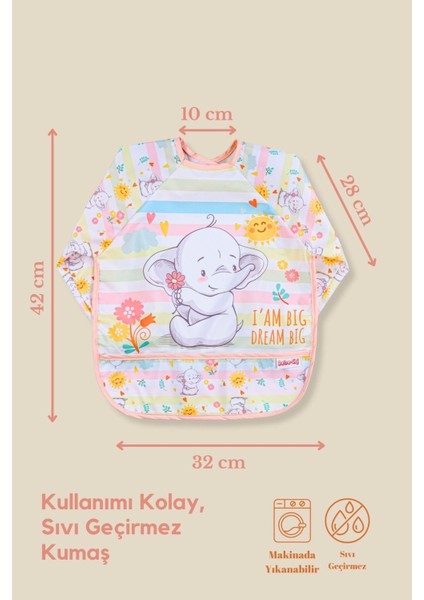 Sevimli Balerin Ayı- Fil Desen Sıvı Geçirmez Bebek Aktivite ve Mama Önlüğü 6- 24 Ay modelleri