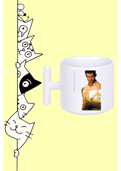 Jayce Karakter Arcane Tasarım Baskılı Beyaz T Sap Kupa Bardak