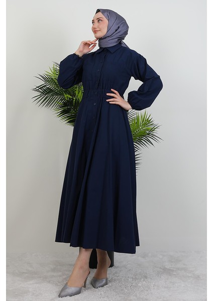 Çift Cepli Poplin Elbise Lacivert modelleri