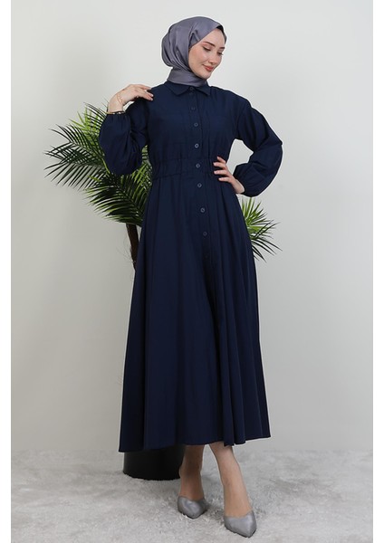 Çift Cepli Poplin Elbise Lacivert fırsatları