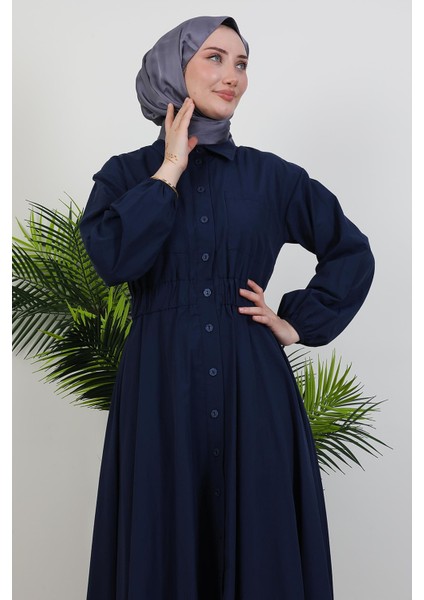 Çift Cepli Poplin Elbise Lacivert indirimleri