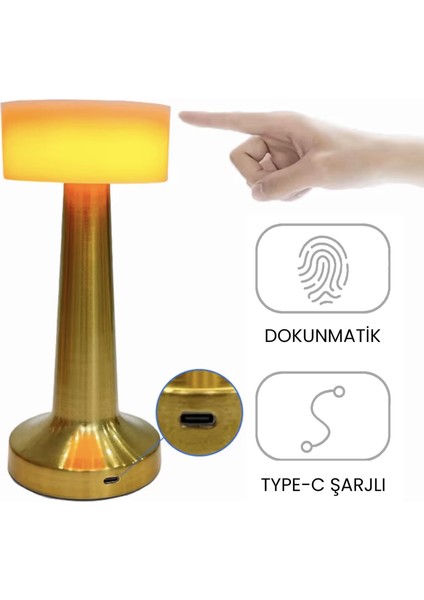 Ayarlanabilir LED Işıklı Dokunmatik Şarjlı Dekoratif Modern Masa Lambası