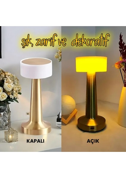 Ayarlanabilir LED Işıklı Dokunmatik Şarjlı Dekoratif Modern Masa Lambası