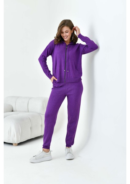 Kadın Fermuarlı Ikili Takım Mor modelleri