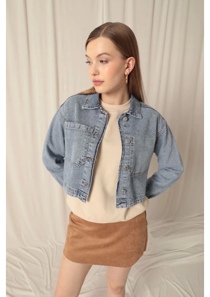 Denim Kumaş Ters Cep Kadın Mavi Ceket fiyatları
