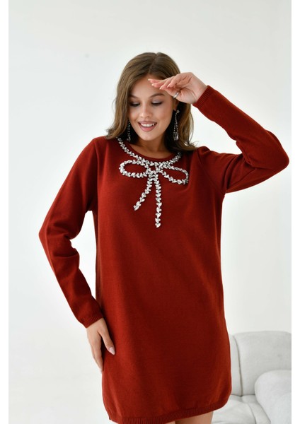 Kadın Taş Detaylı Tunik Kiremit modelleri