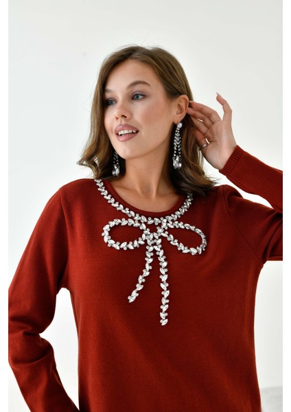 Kadın Taş Detaylı Tunik Kiremit fırsatları