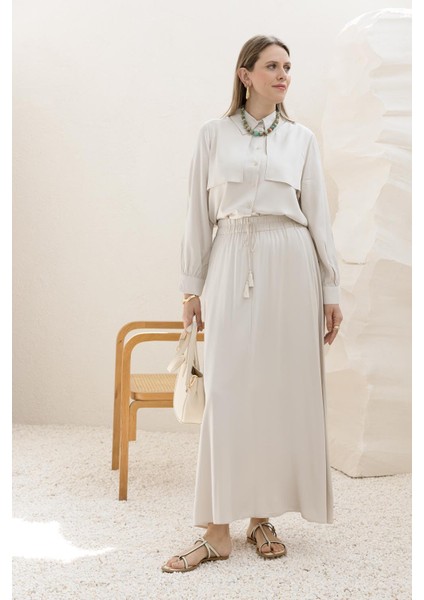 Taş-Beli Lastikli Püsküllü Etek