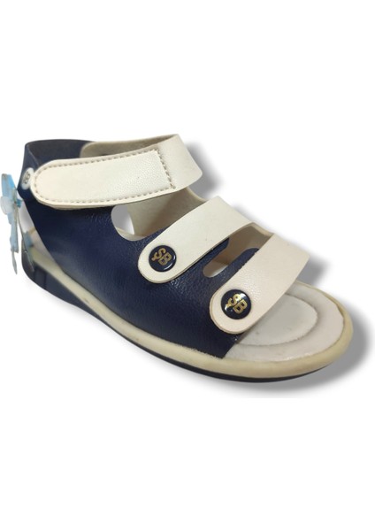 Şirinbebe 1602-20 Anatomik Tek Cırtlı Erkek Çocuk Sandalet Lacivert Beyaz 21-25
